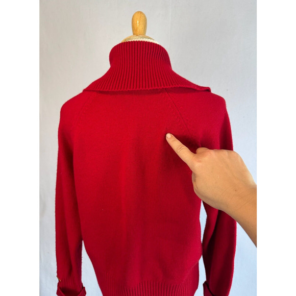 St. John Cashmere Full Zip Knit Cardigan Size P Petite 100% Cashmere Red - Picture 7 of 12